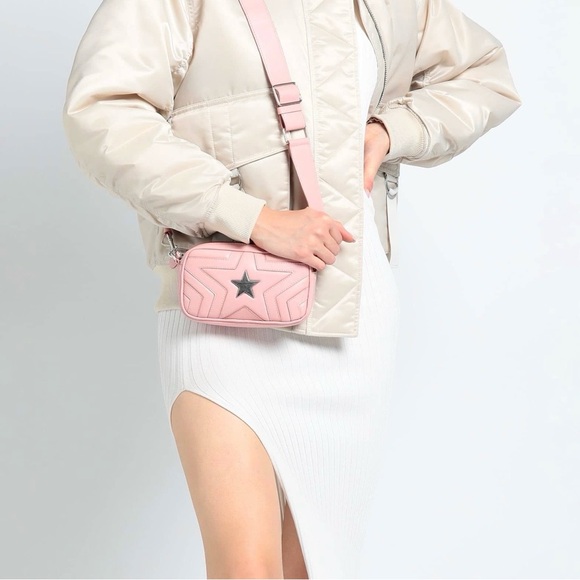 NWT Stella McCartney Quilted Pink Star Camera Crossbody Bag - Picture 12 of 13